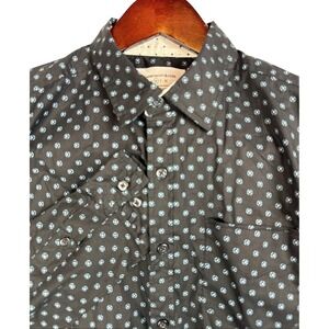 PAPER DENIM & CLOTH Slim Fit Mens‎ Black Geo Print Stretch Dress Shirt M